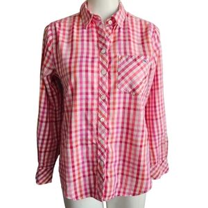 Vineyard Vines Cotton Candy Plaid Button Down Blouse Shirt with Cashmere Size 0